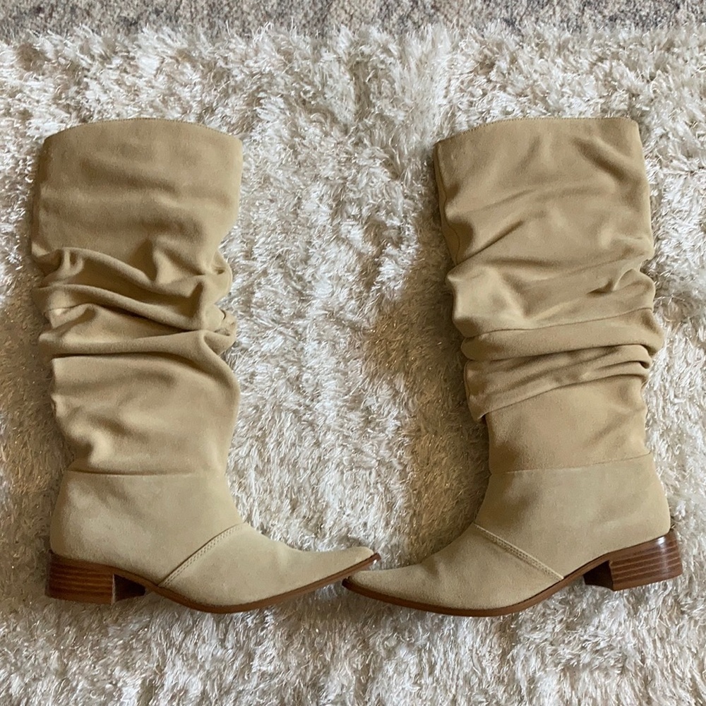 Chinese Laundry Beige Slouchy Heeled Boots